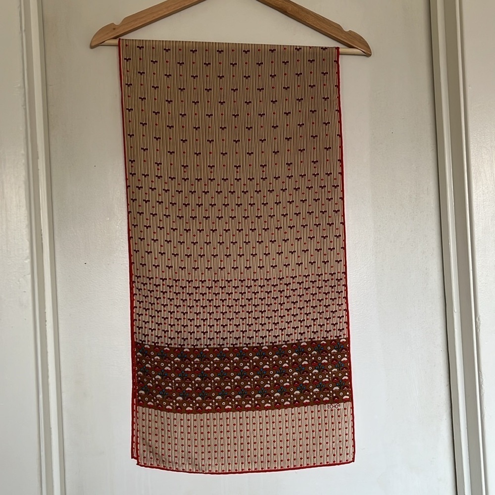 Vintage Echo Flower Long Silk Scarf